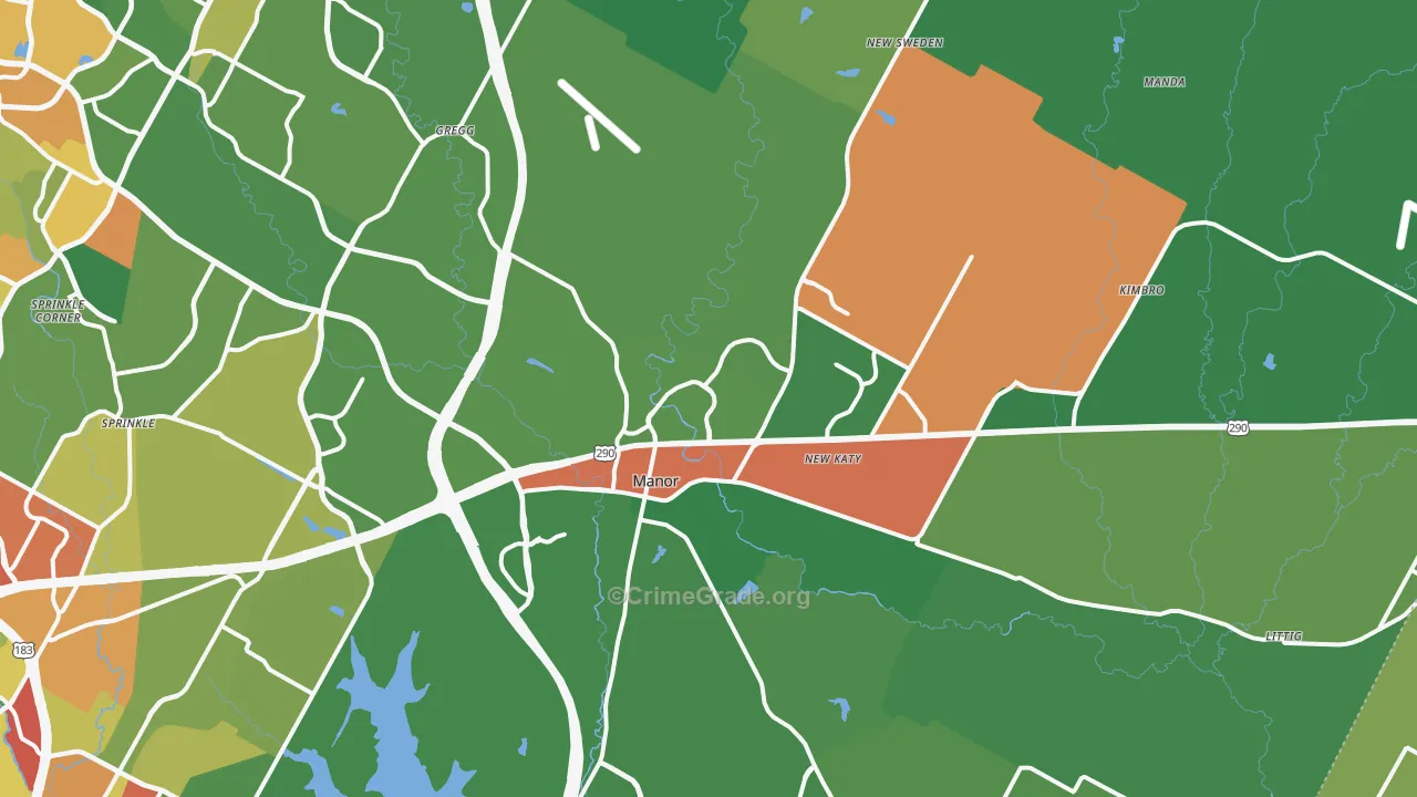 Manor, TX Map of Theft Rates