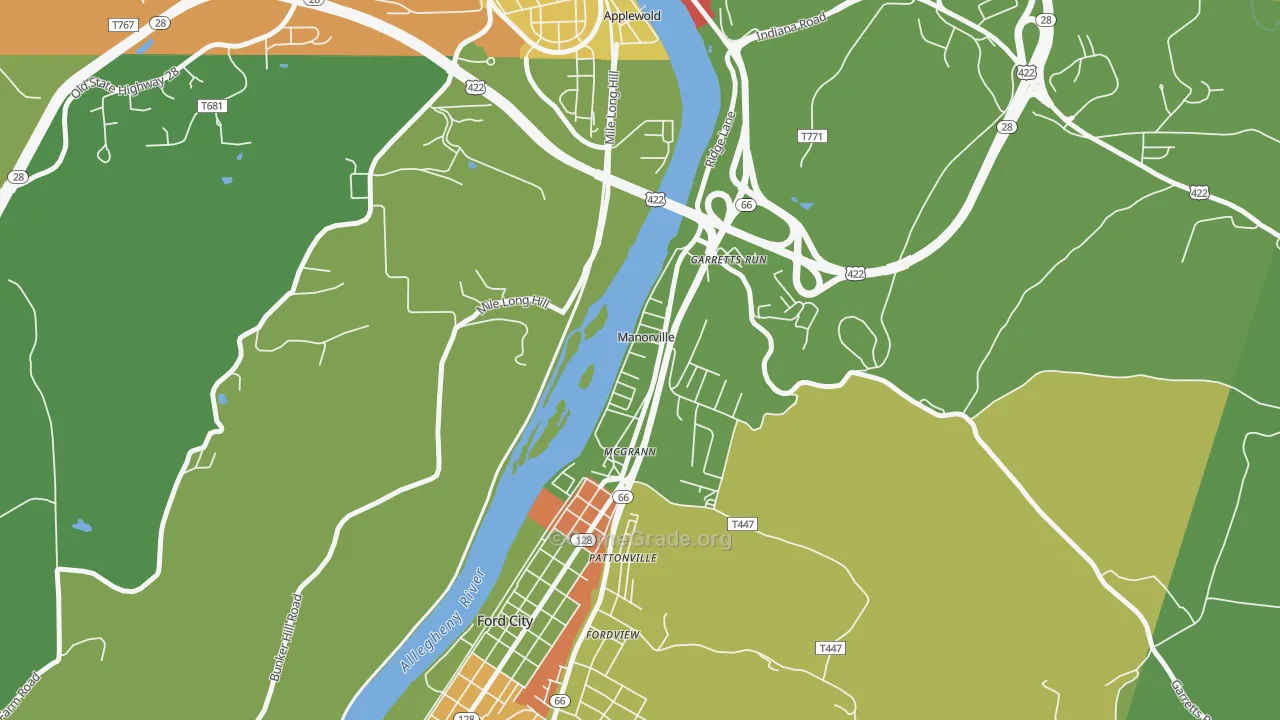 Manorville, PA Map of Theft Rates