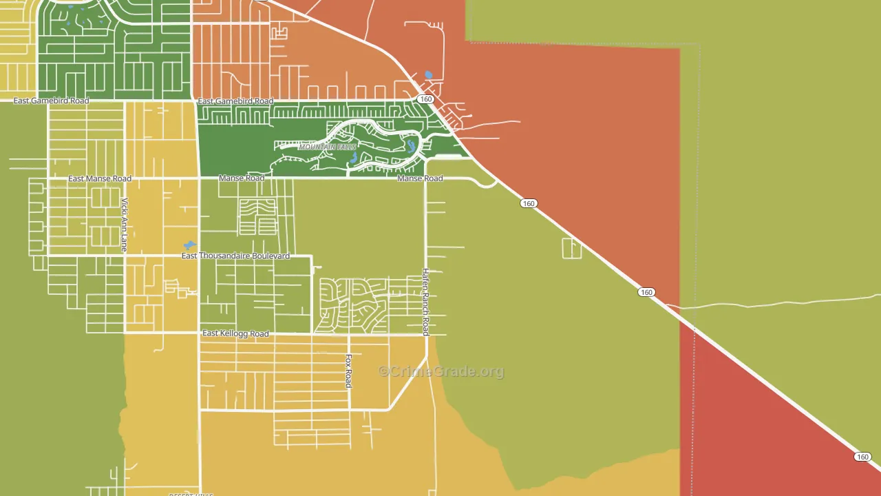 Manse, NV Map of Theft Rates