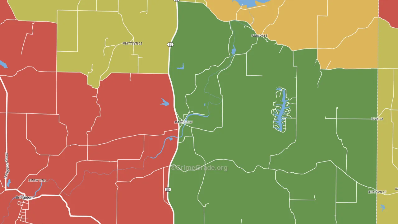 Mansfield, IN Map of Theft Rates