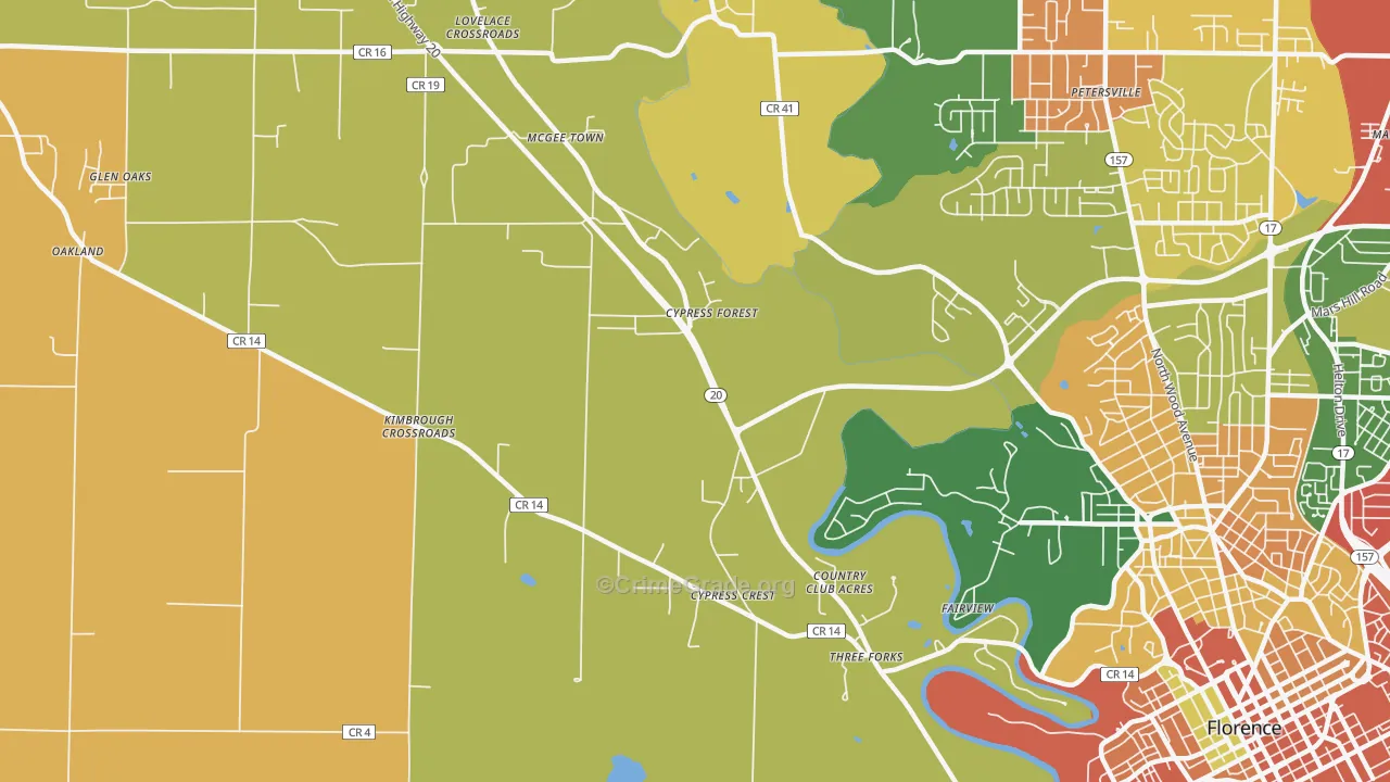 Mansion View, AL Map of Theft Rates