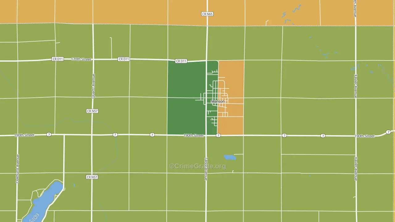 Manson, IA Map of Theft Rates