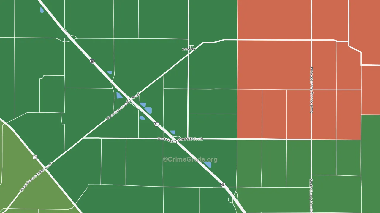 Manson, IN Map of Theft Rates
