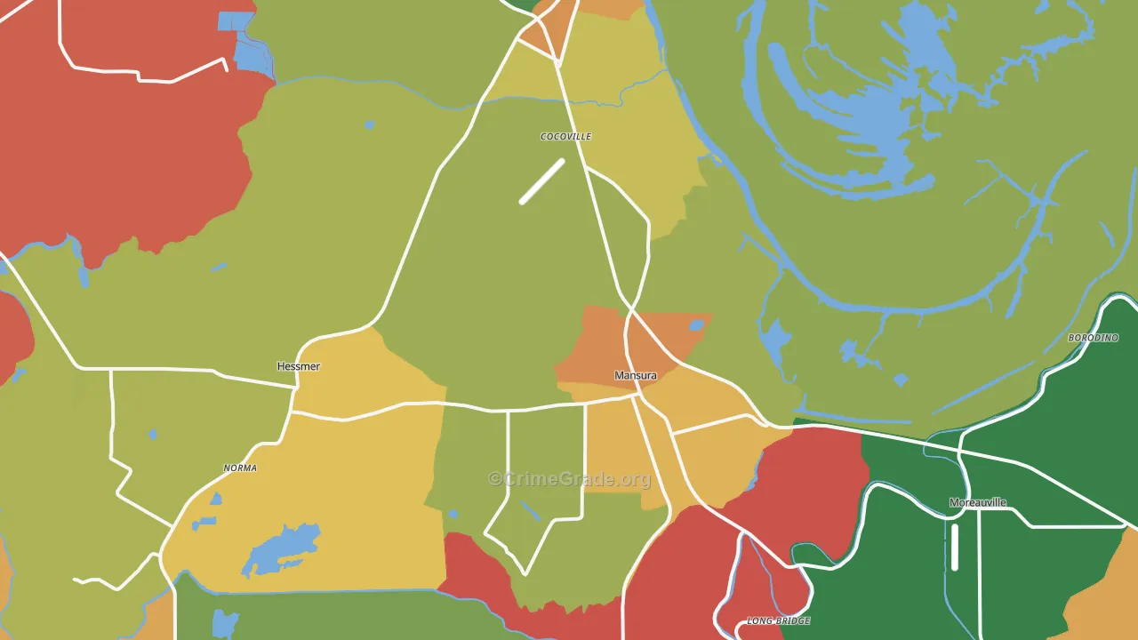 Mansura, LA Map of Theft Rates