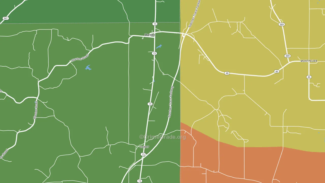 Mantee, MS Map of Theft Rates