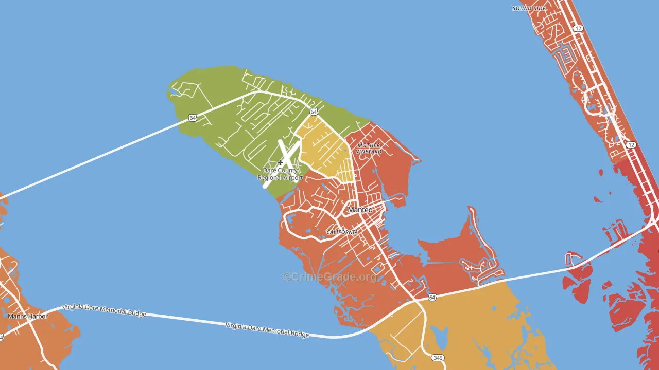 Manteo, NC Map of Theft Rates