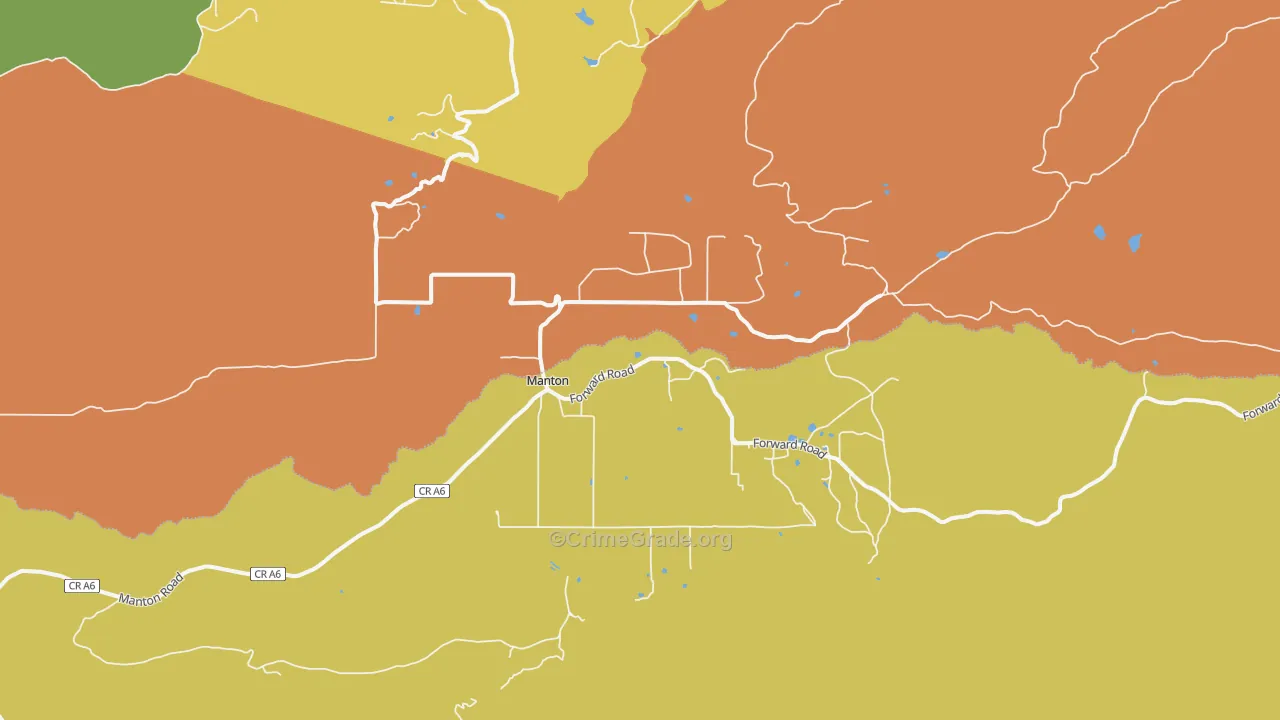 Manton, CA Map of Theft Rates