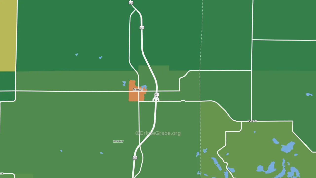 Manton, MI Map of Theft Rates