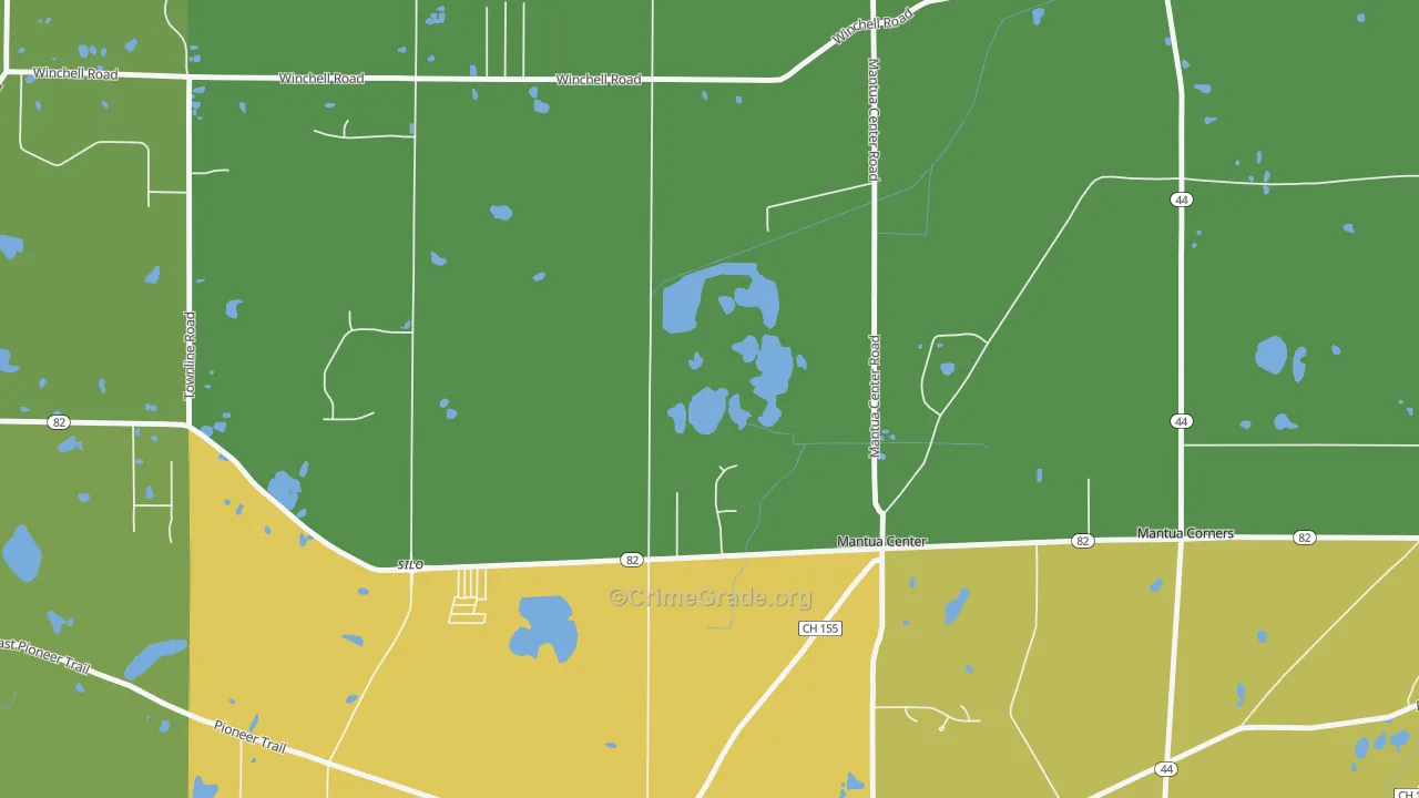 Mantua Center, OH Map of Theft Rates