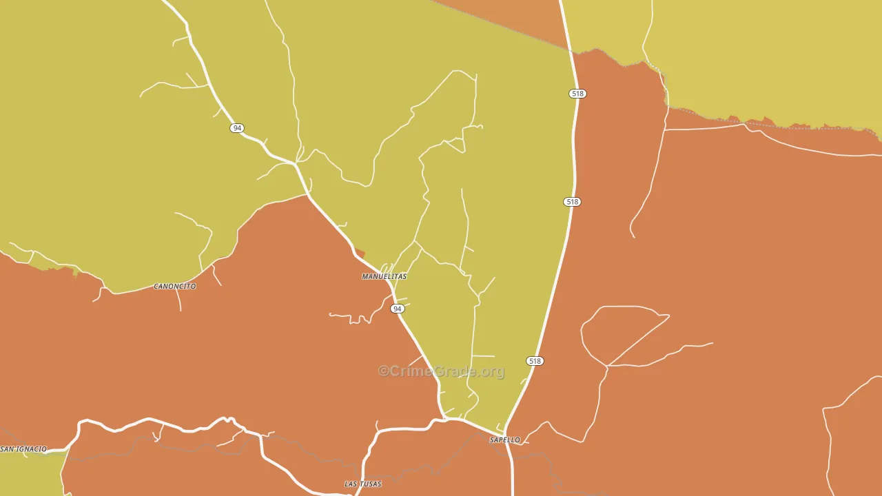 Manuelitas, NM Map of Theft Rates