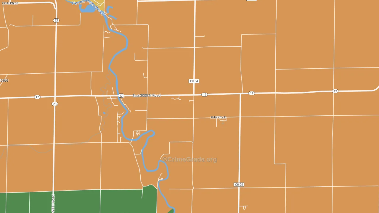 Manville, IL Map of Theft Rates