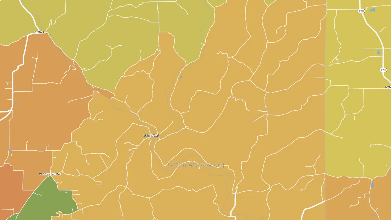 Manville, IN Map of Theft Rates