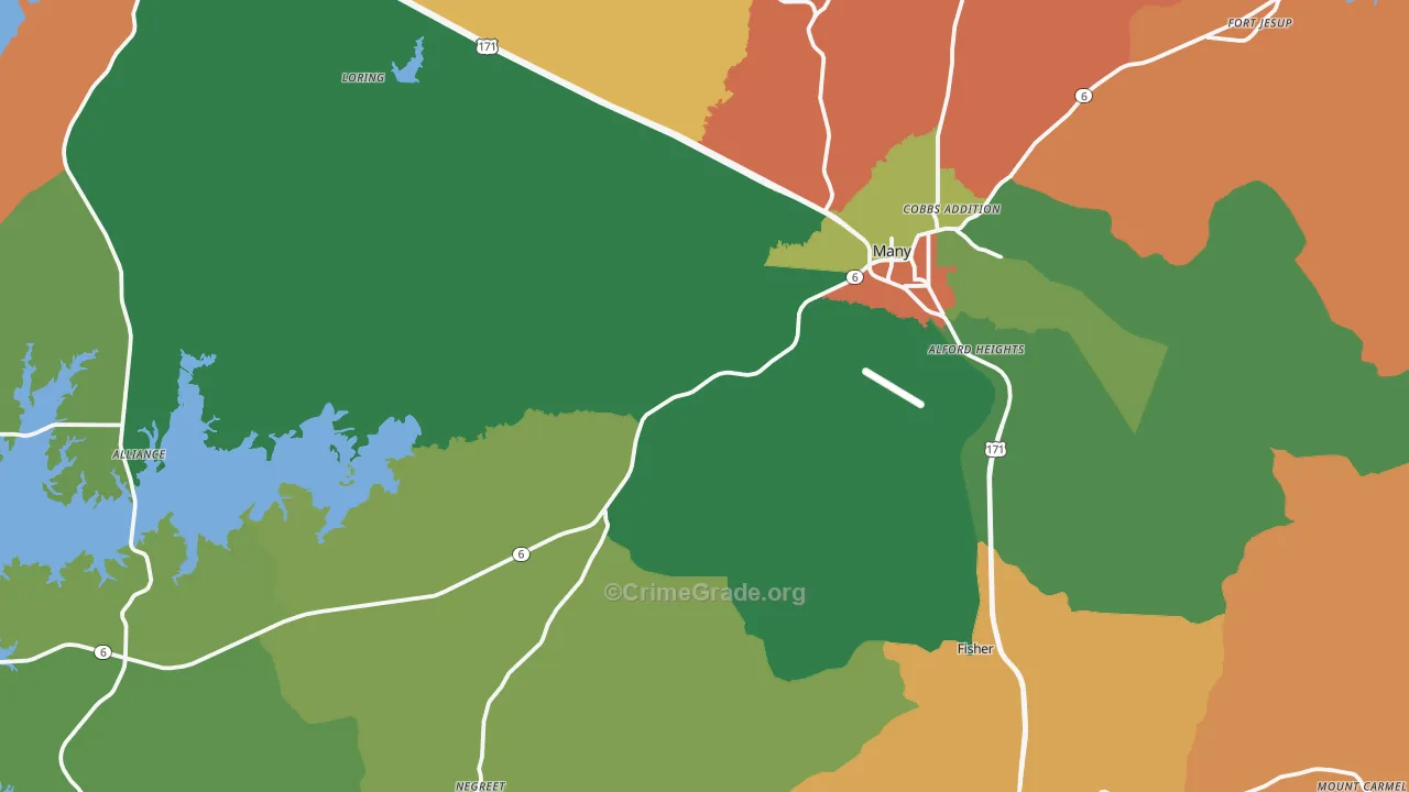 Many, LA Map of Theft Rates