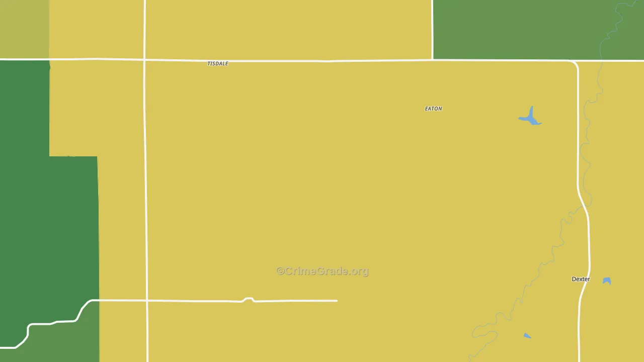 Maple City, KS Map of Theft Rates