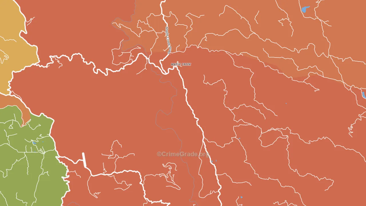 Maple Creek, CA Map of Theft Rates