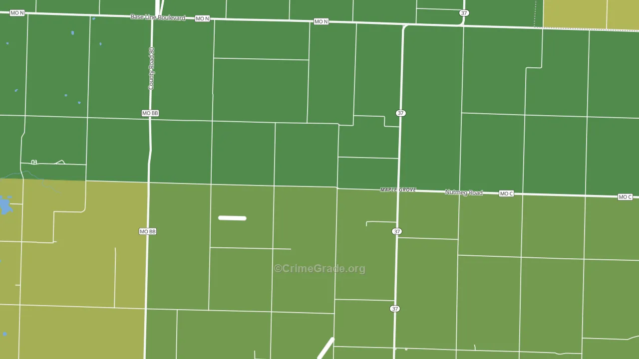 Maple Grove, MO Map of Theft Rates