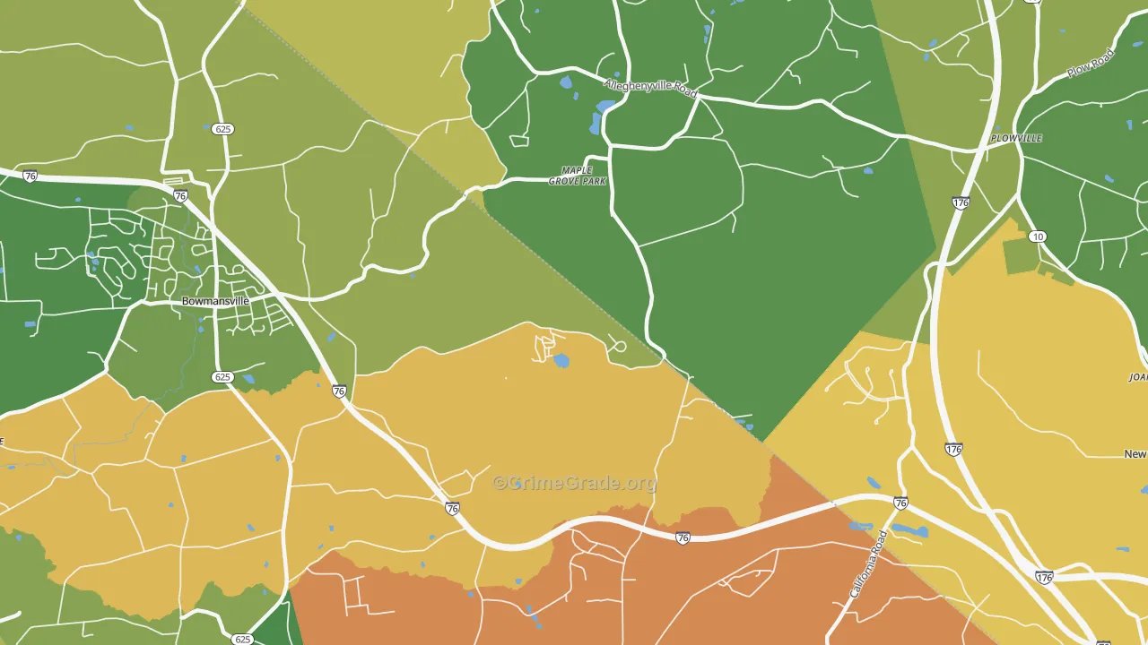 Maple Grove Park, PA Map of Theft Rates