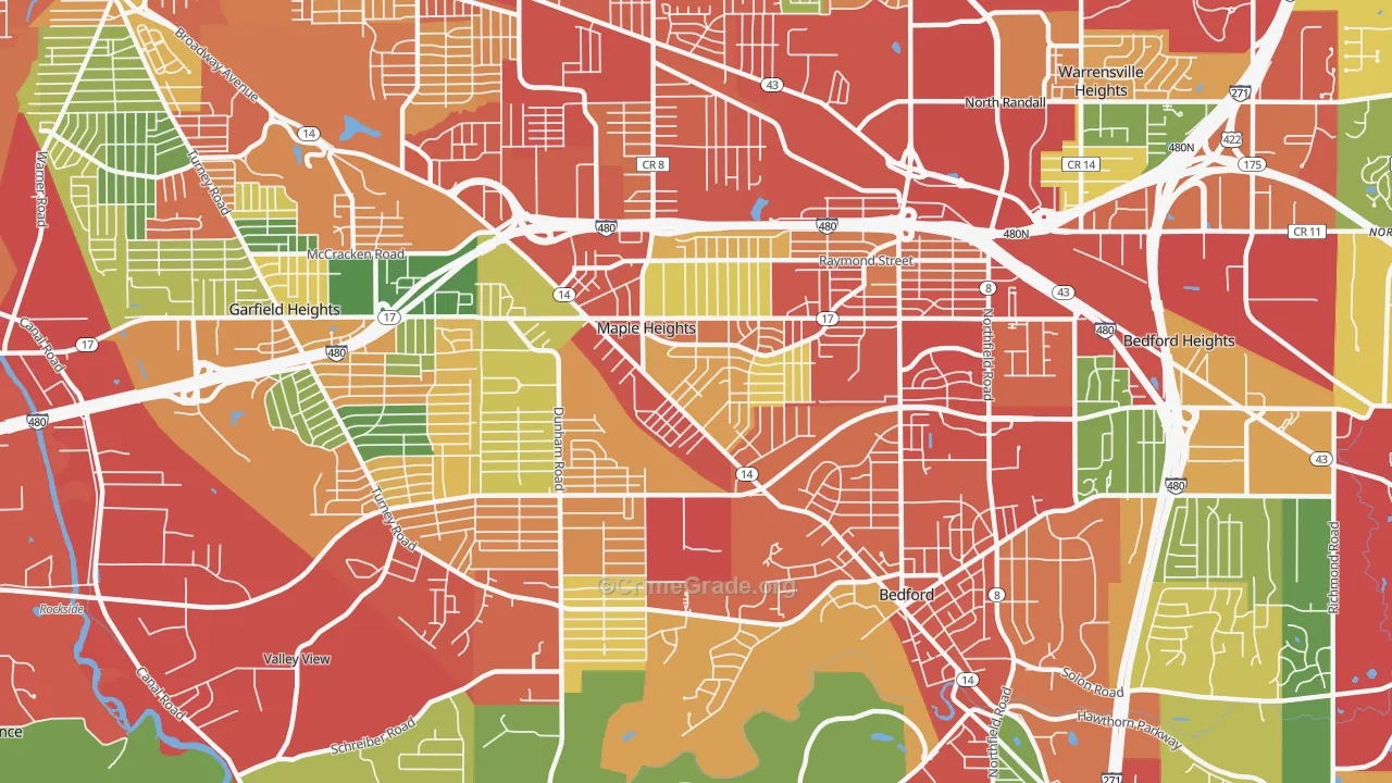 Maple Heights, OH Map of Theft Rates