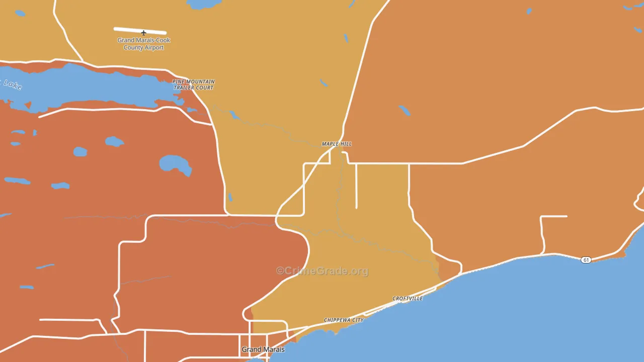 Maple Hill, MN Map of Theft Rates