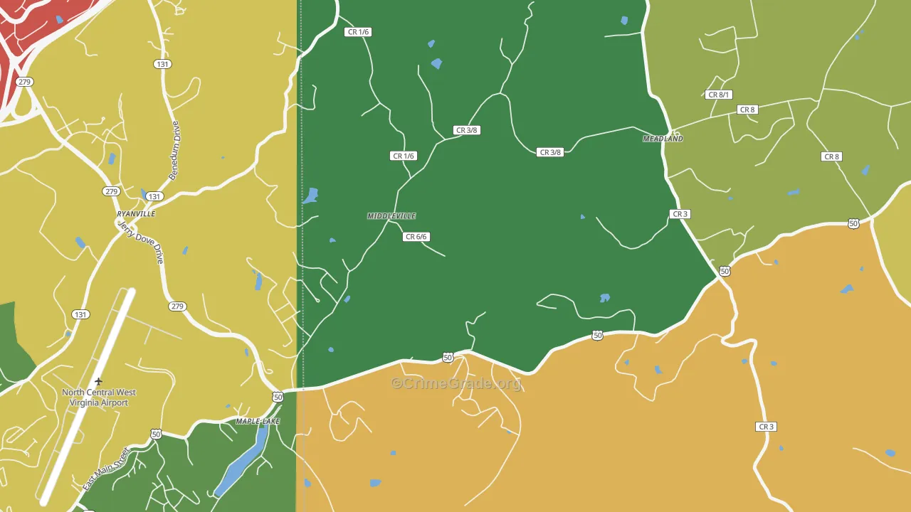 Maple Lake, WV Map of Theft Rates