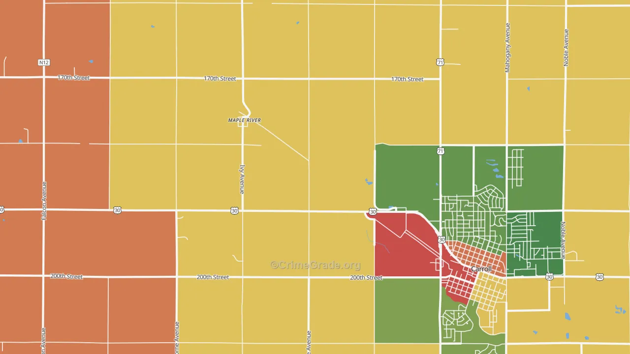 Maple River, IA Map of Theft Rates