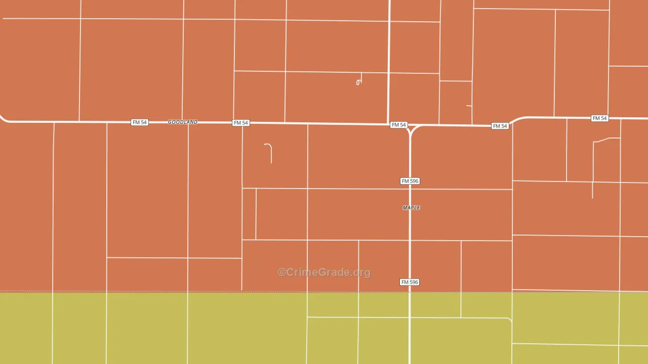 Maple, TX Map of Theft Rates