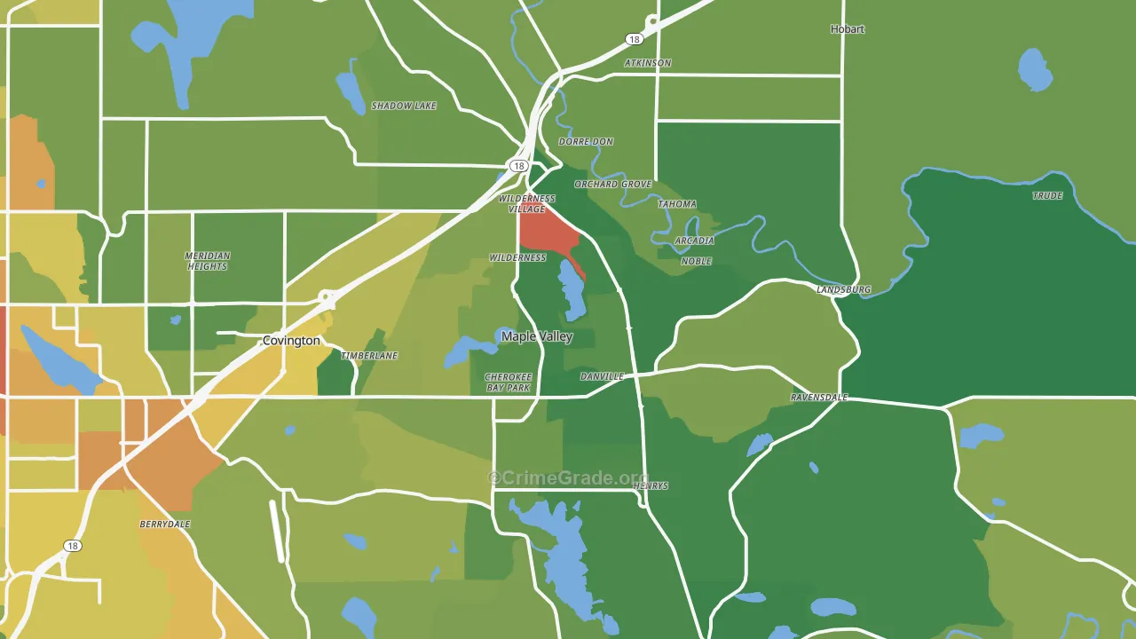 Maple Valley, WA Map of Theft Rates