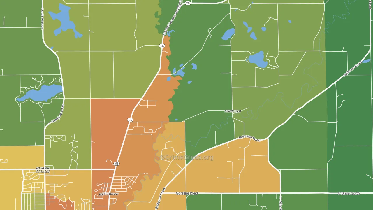 Maplehurst, MI Map of Theft Rates