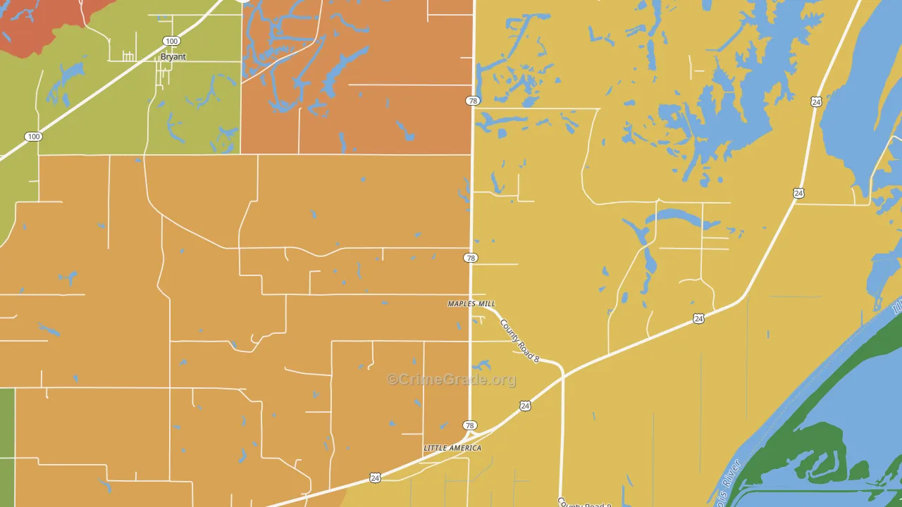 Maples Mill, IL Map of Theft Rates
