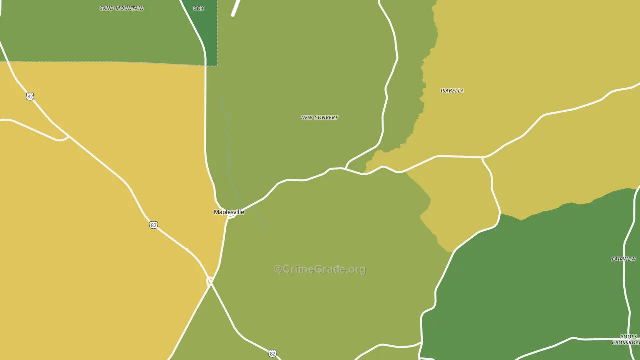 Maplesville, AL Map of Theft Rates