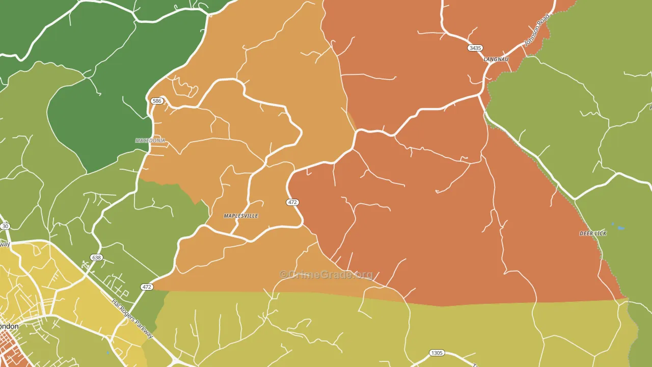 Maplesville, KY Map of Theft Rates
