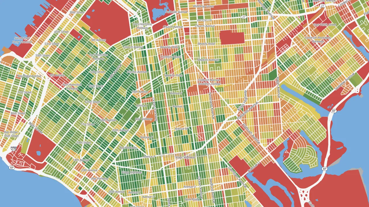 Mapleton-Flatlands, Brooklyn, NY Map of Theft Rates
