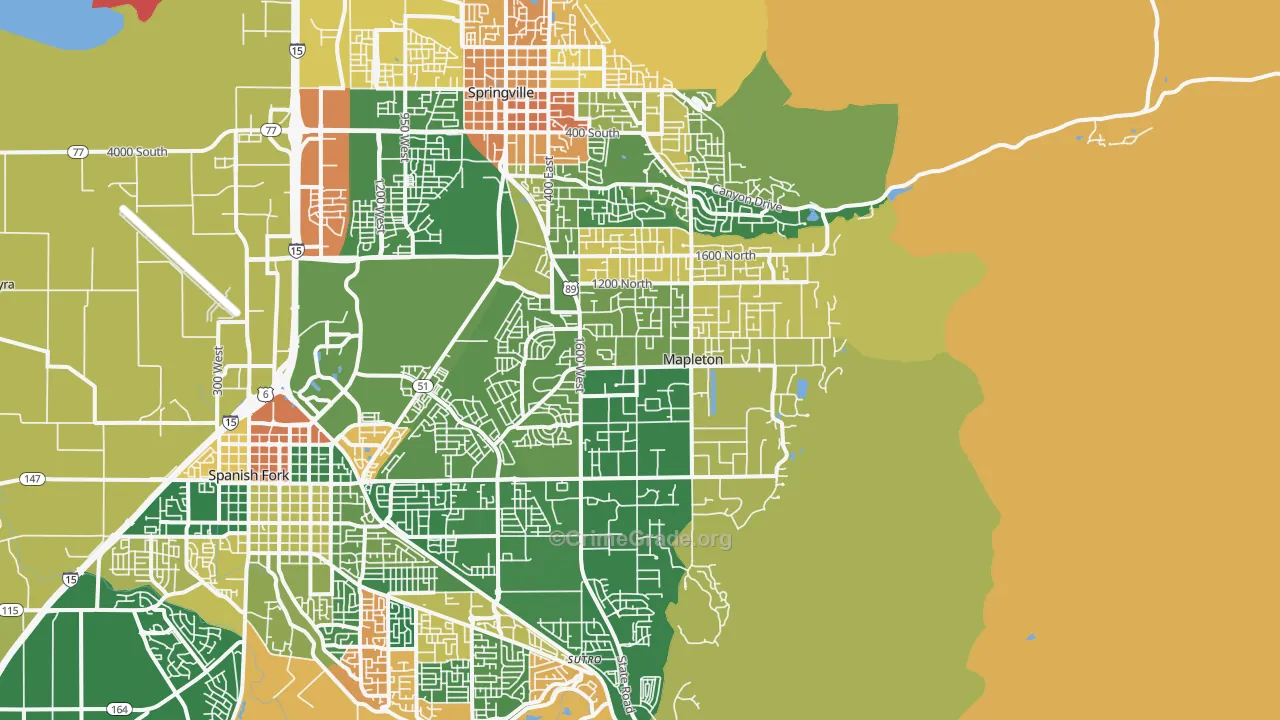 Mapleton, UT Map of Theft Rates