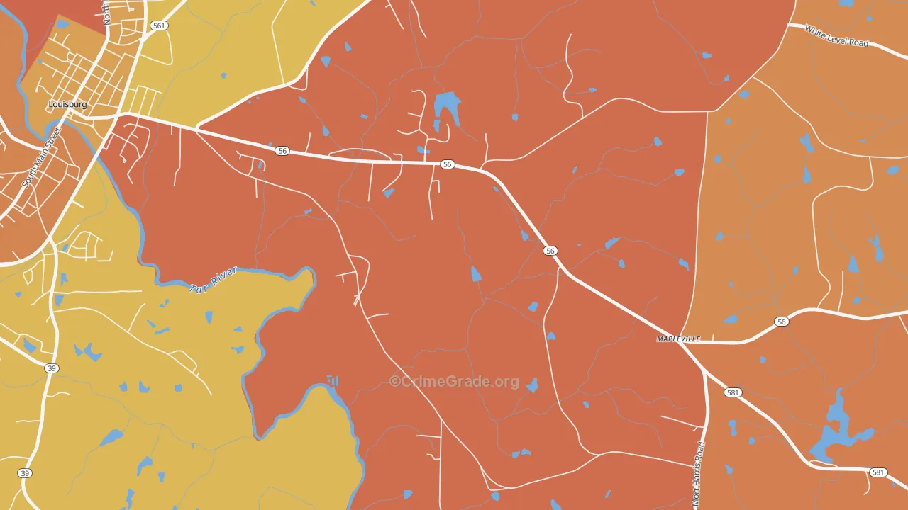 Mapleville, NC Map of Theft Rates