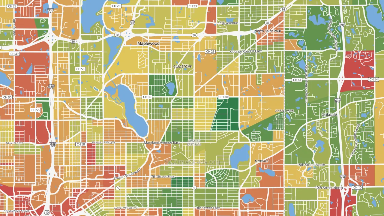 Maplewood, MN Map of Theft Rates