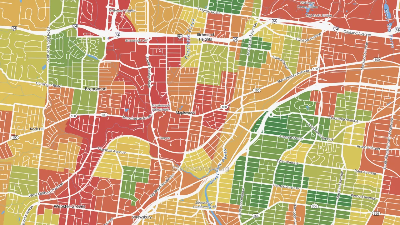 Maplewood, MO Map of Theft Rates