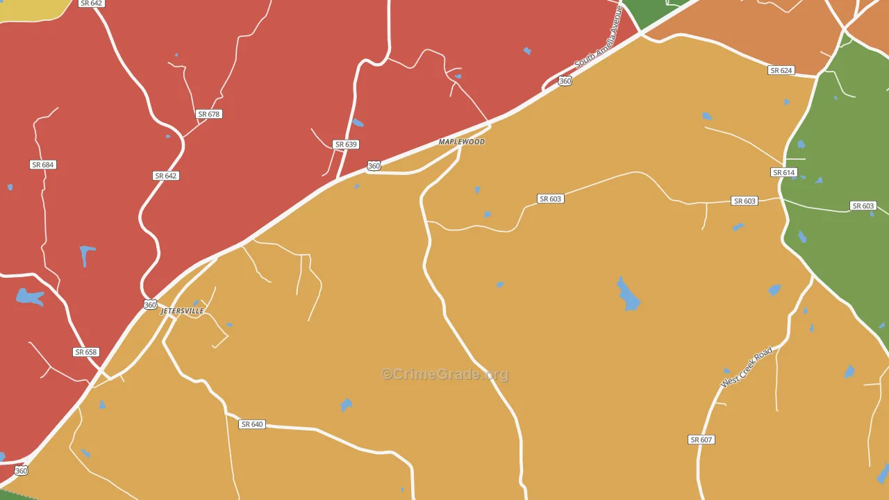 Maplewood, VA Map of Theft Rates