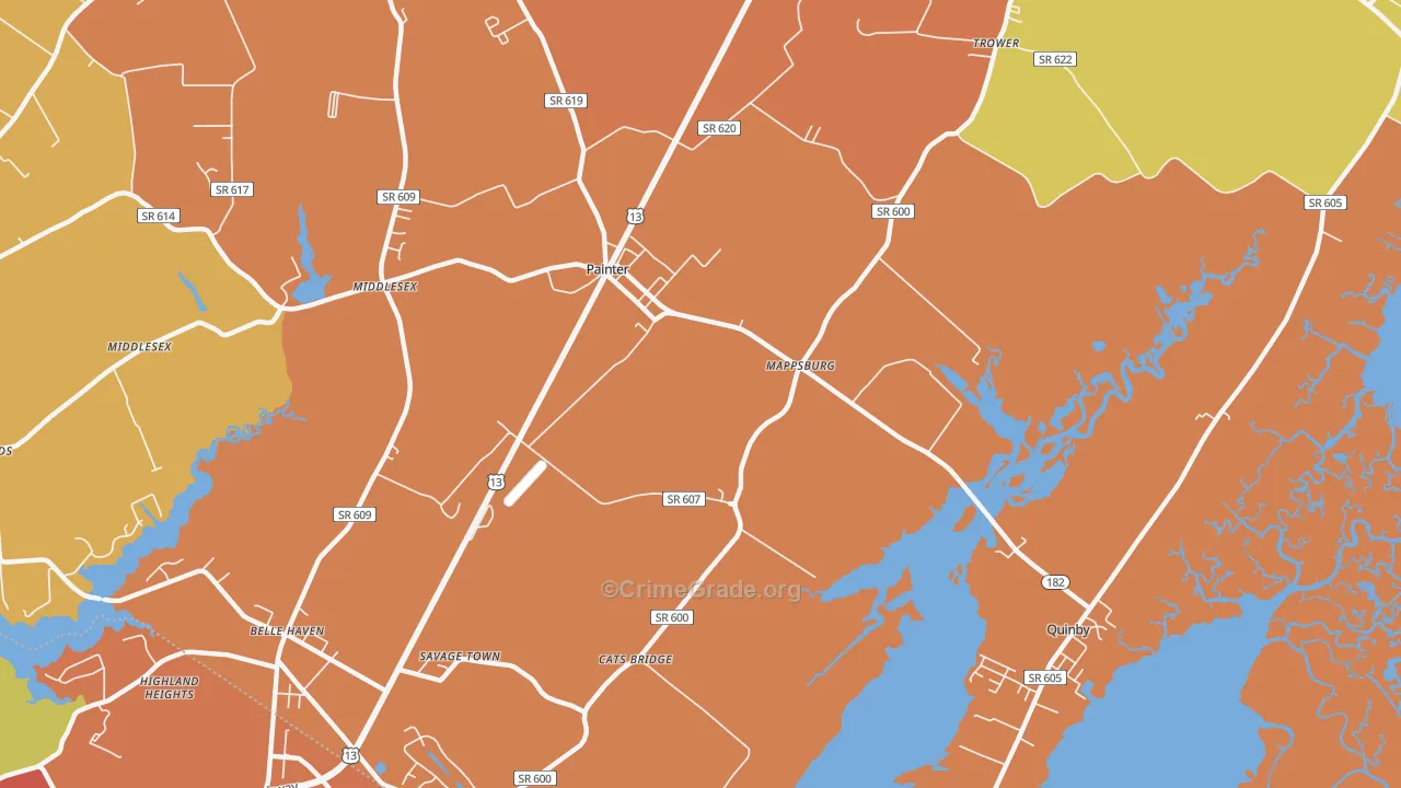 Mappsburg, VA Map of Theft Rates