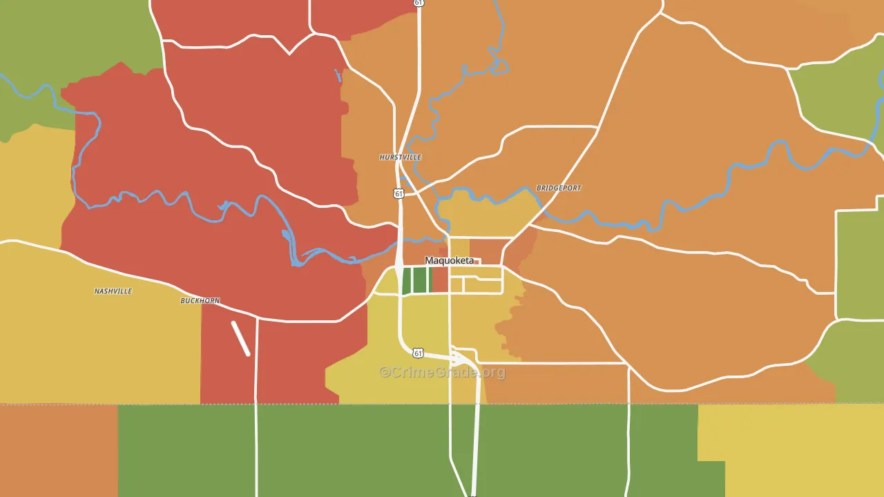 Maquoketa, IA Map of Theft Rates