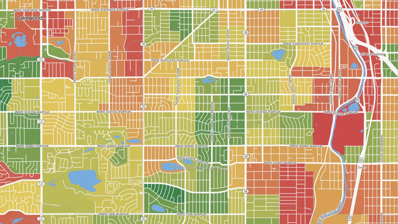 Mar Lee, Denver, CO Map of Theft Rates