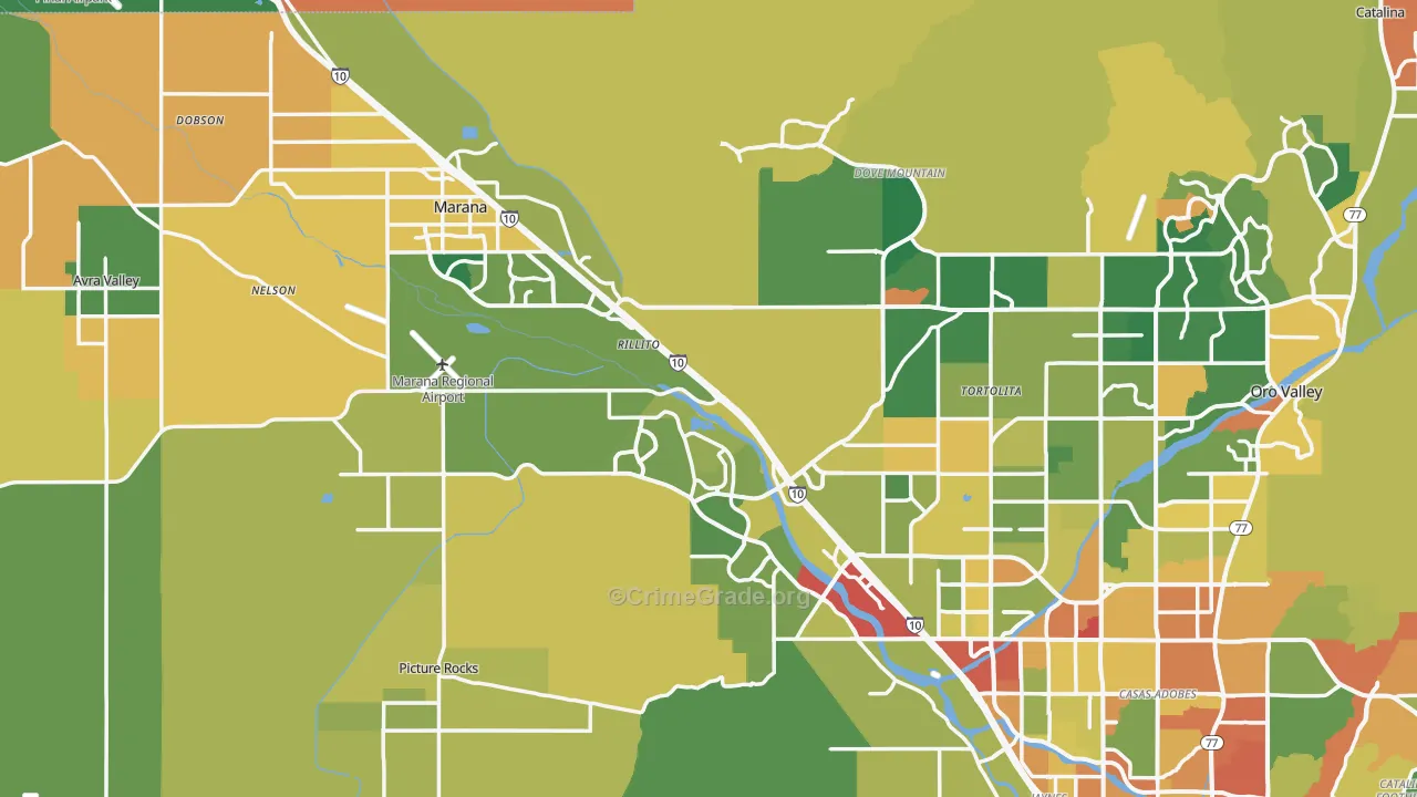 Marana, AZ Map of Theft Rates