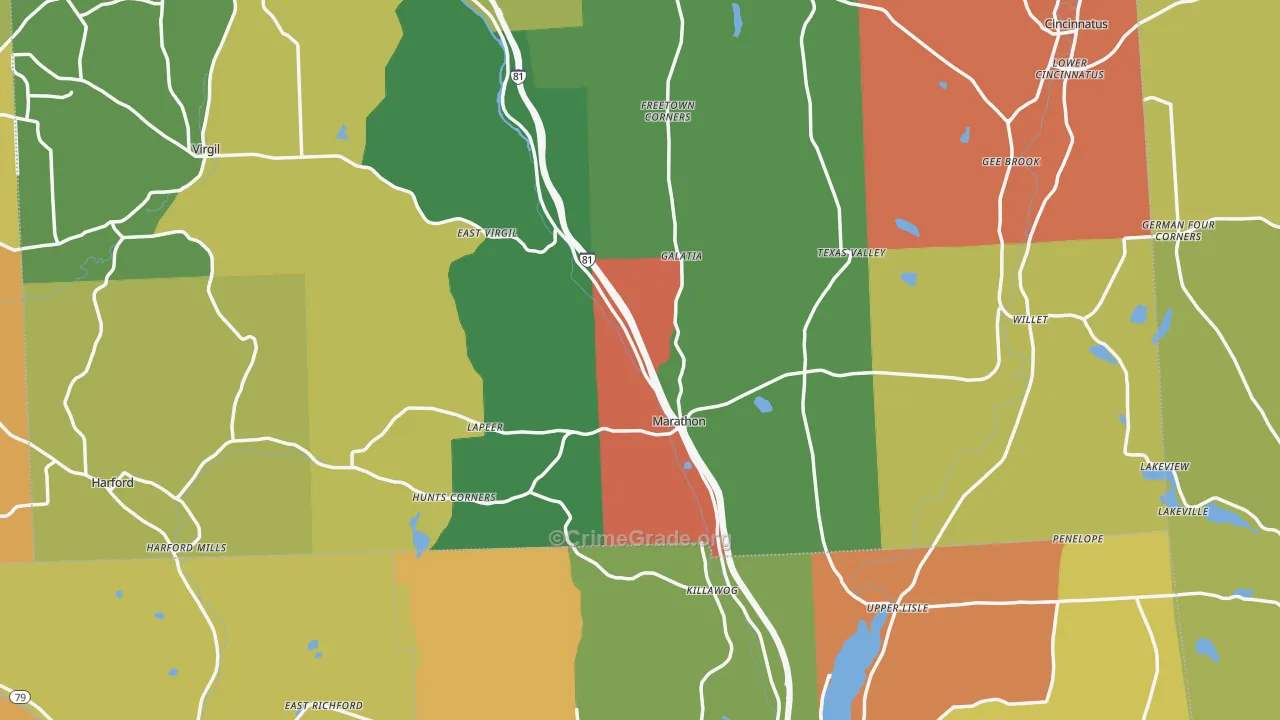 Marathon, NY Map of Theft Rates