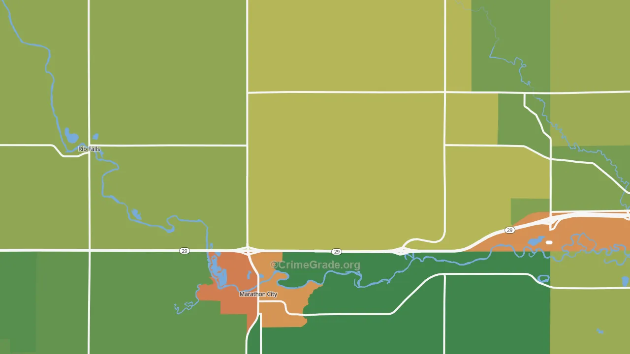 Marathon, WI Map of Theft Rates