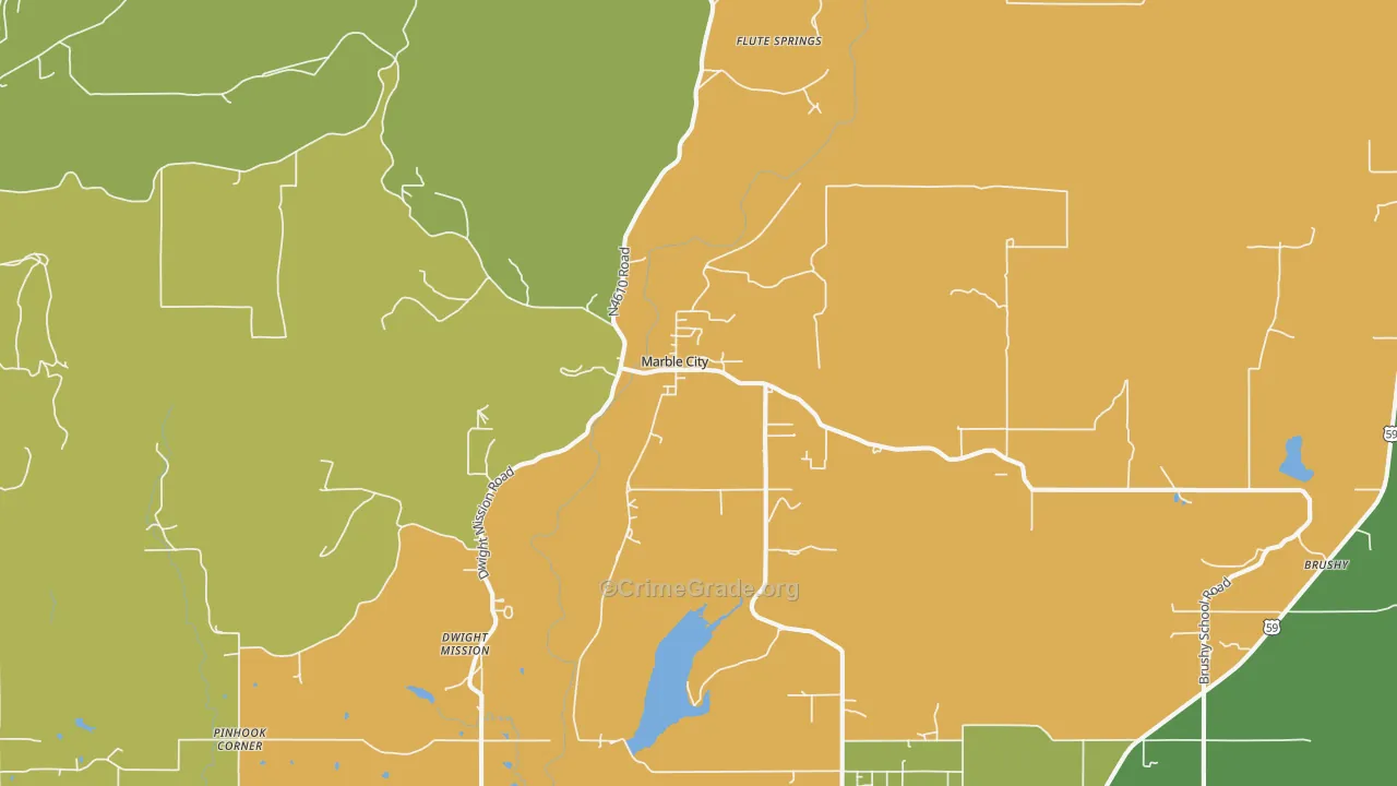 Marble City, OK Map of Theft Rates