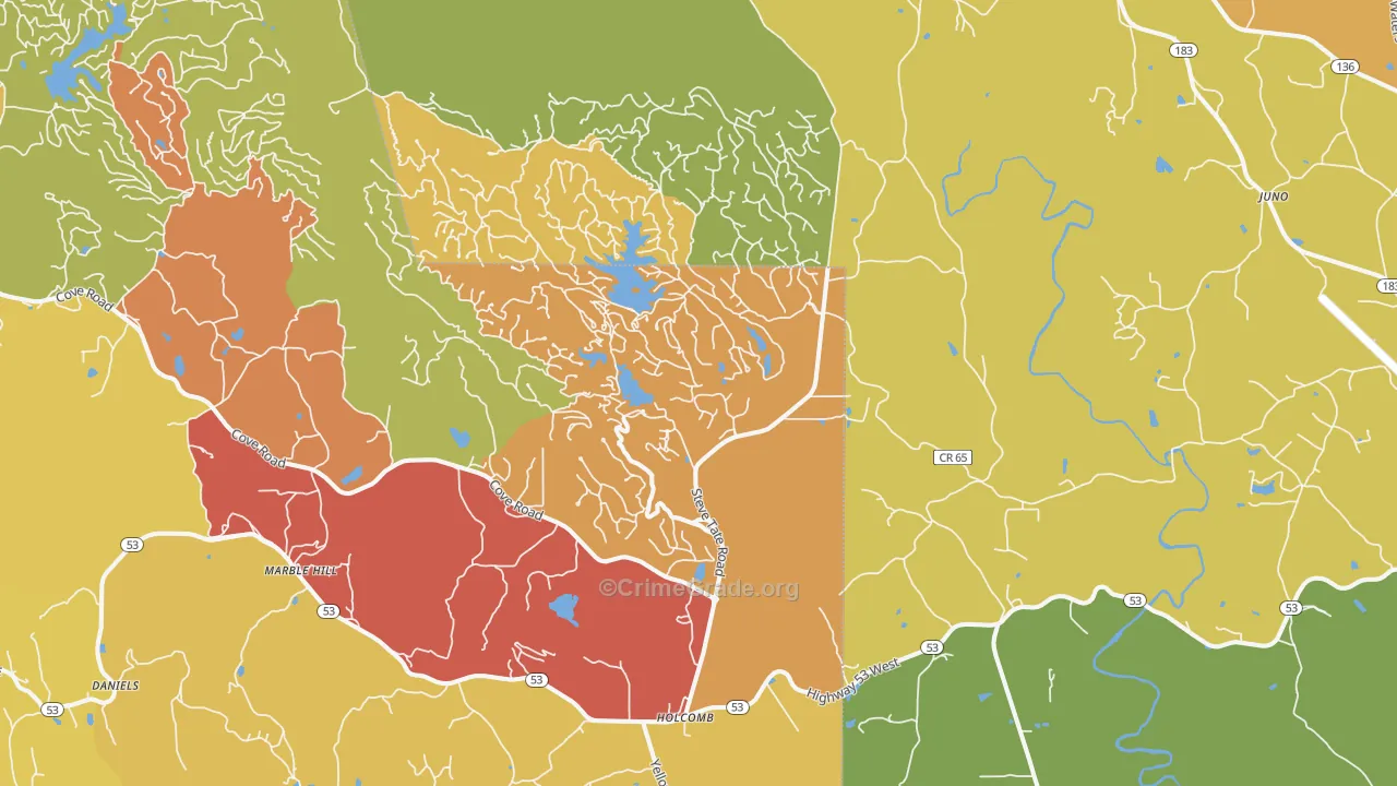 Marble Hill, GA Map of Theft Rates