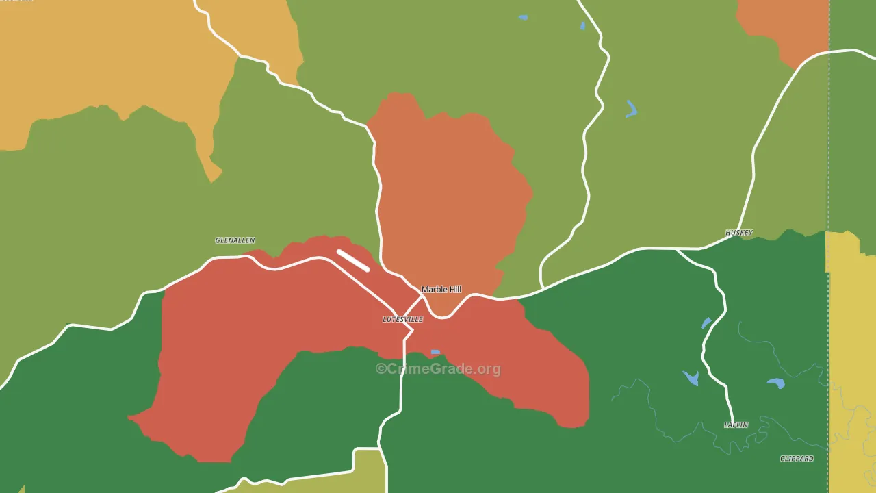 Marble Hill, MO Map of Theft Rates