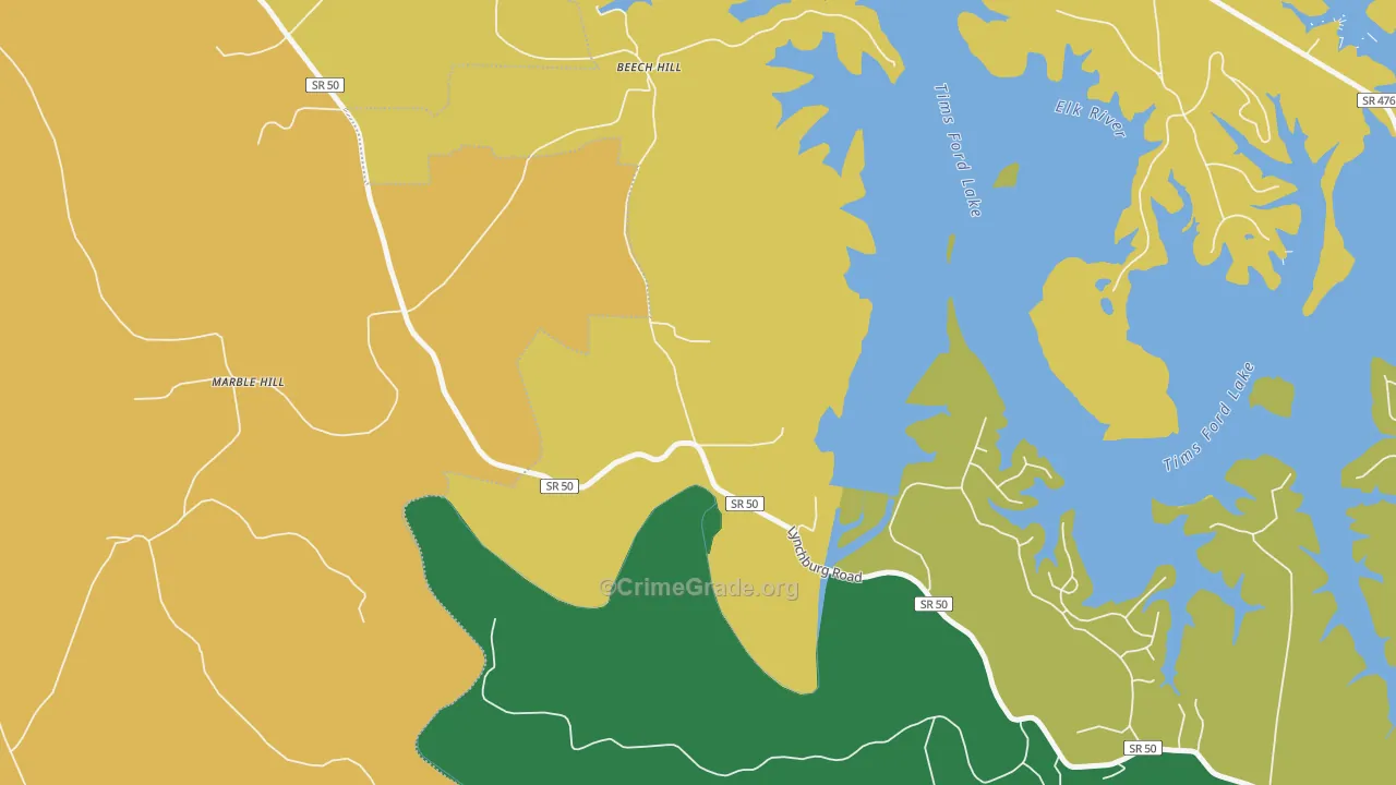 Marble Hill, TN Map of Theft Rates