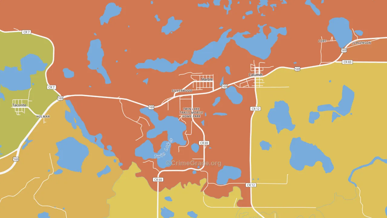 Marble, MN Map of Theft Rates