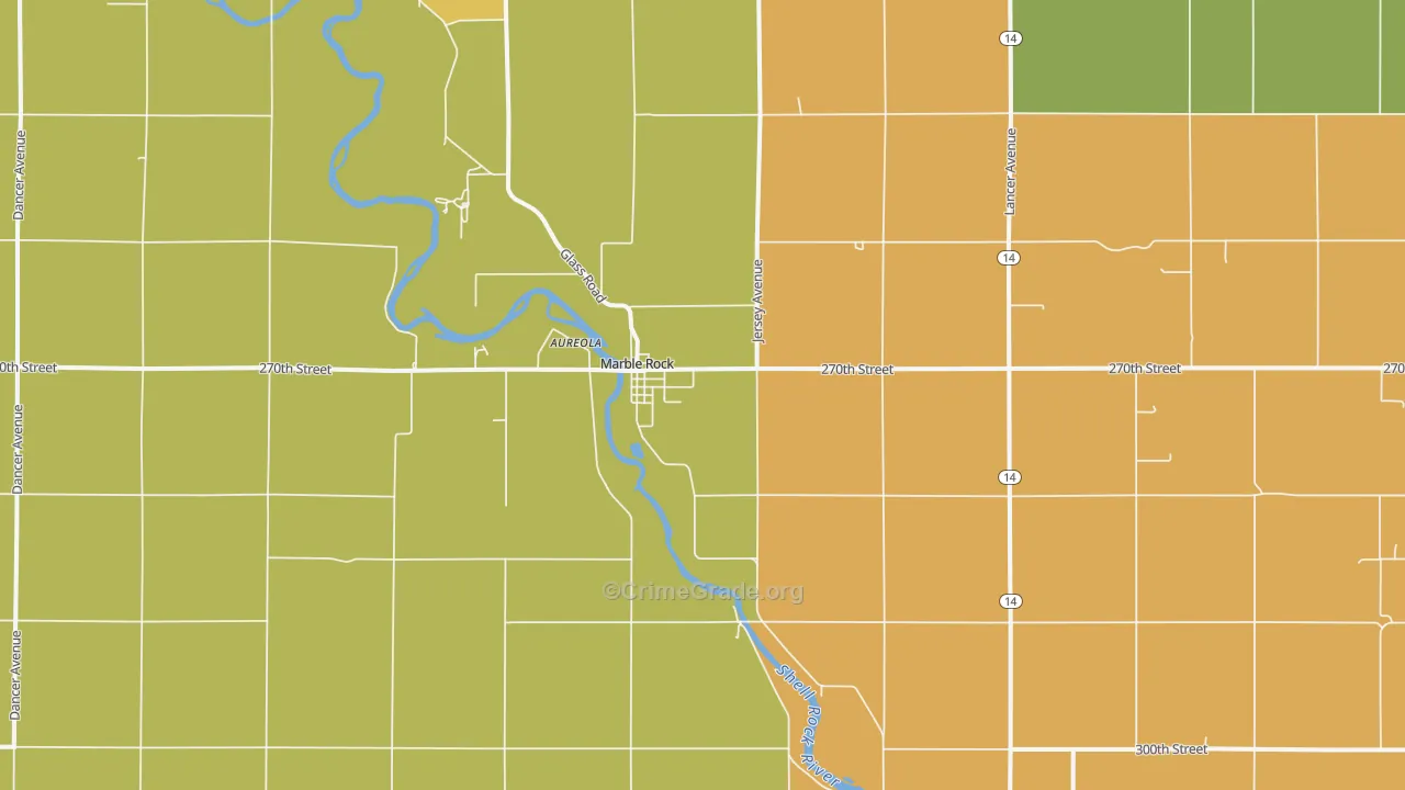 Marble Rock, IA Map of Theft Rates