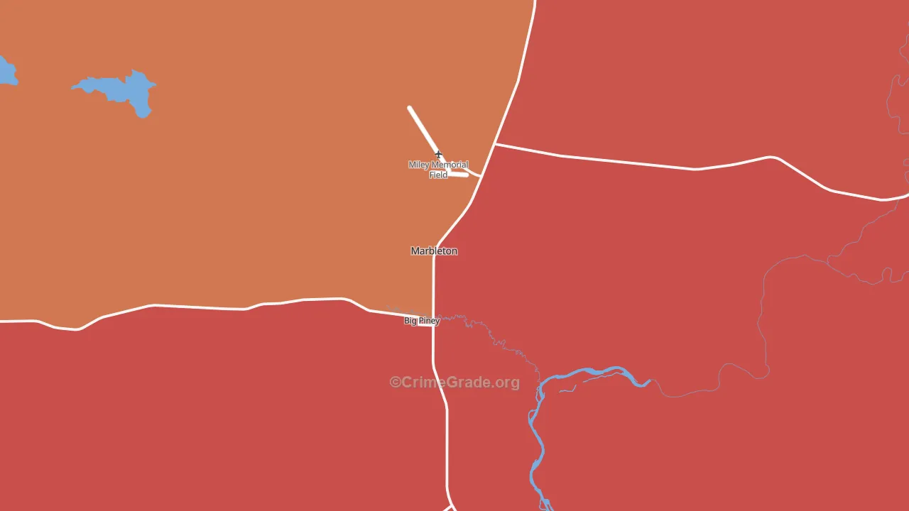 Marbleton, WY Map of Theft Rates